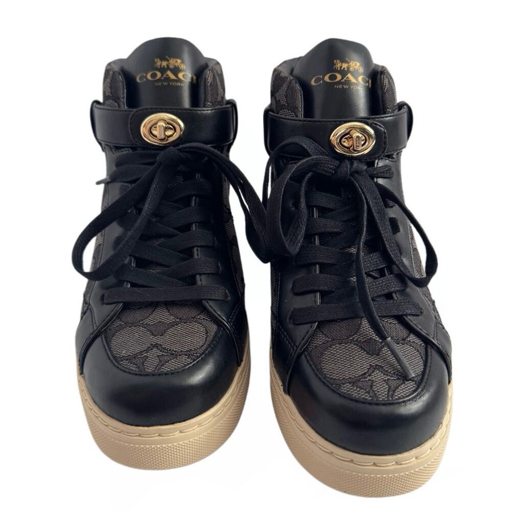 Coach Ray Outline High Top Sneakers style in black smoke #Q7838 - Picture 3 of 13